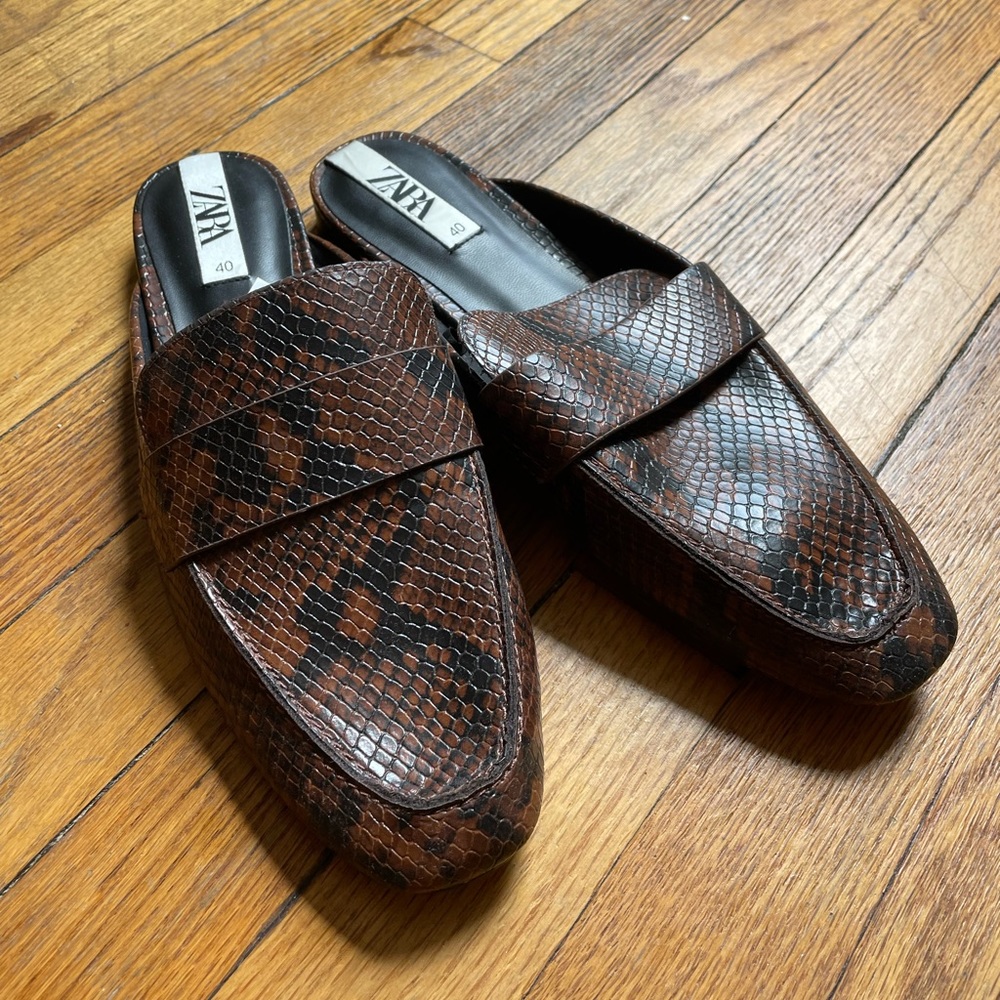 ZARA Snakeskin Mules | Size 40 (9), NWT
